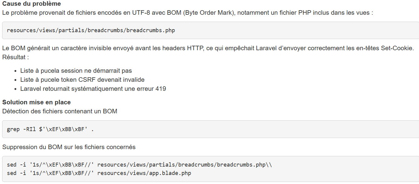 Capture du problème d'authentification