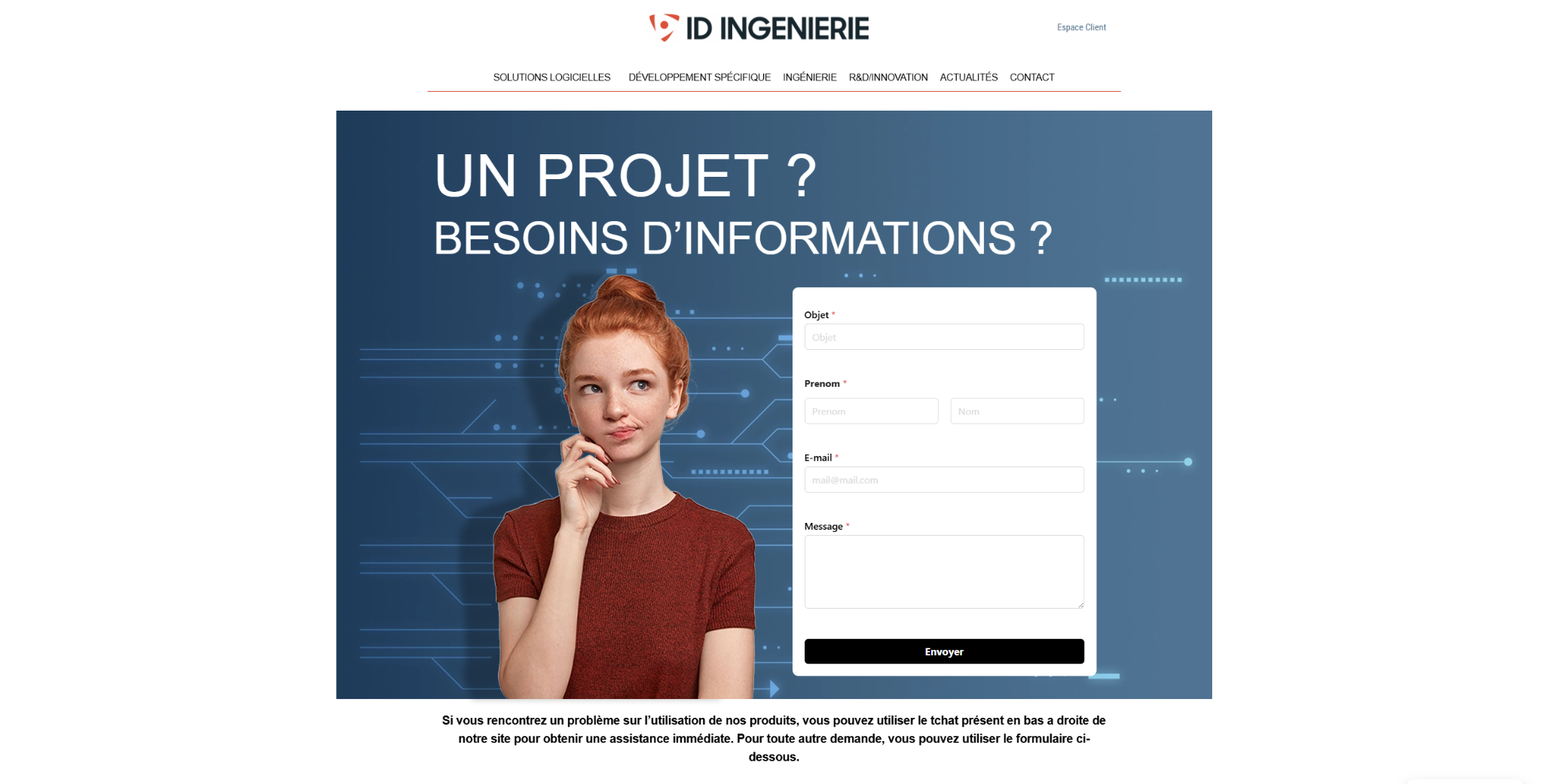 Page contact du site ID Ingénierie