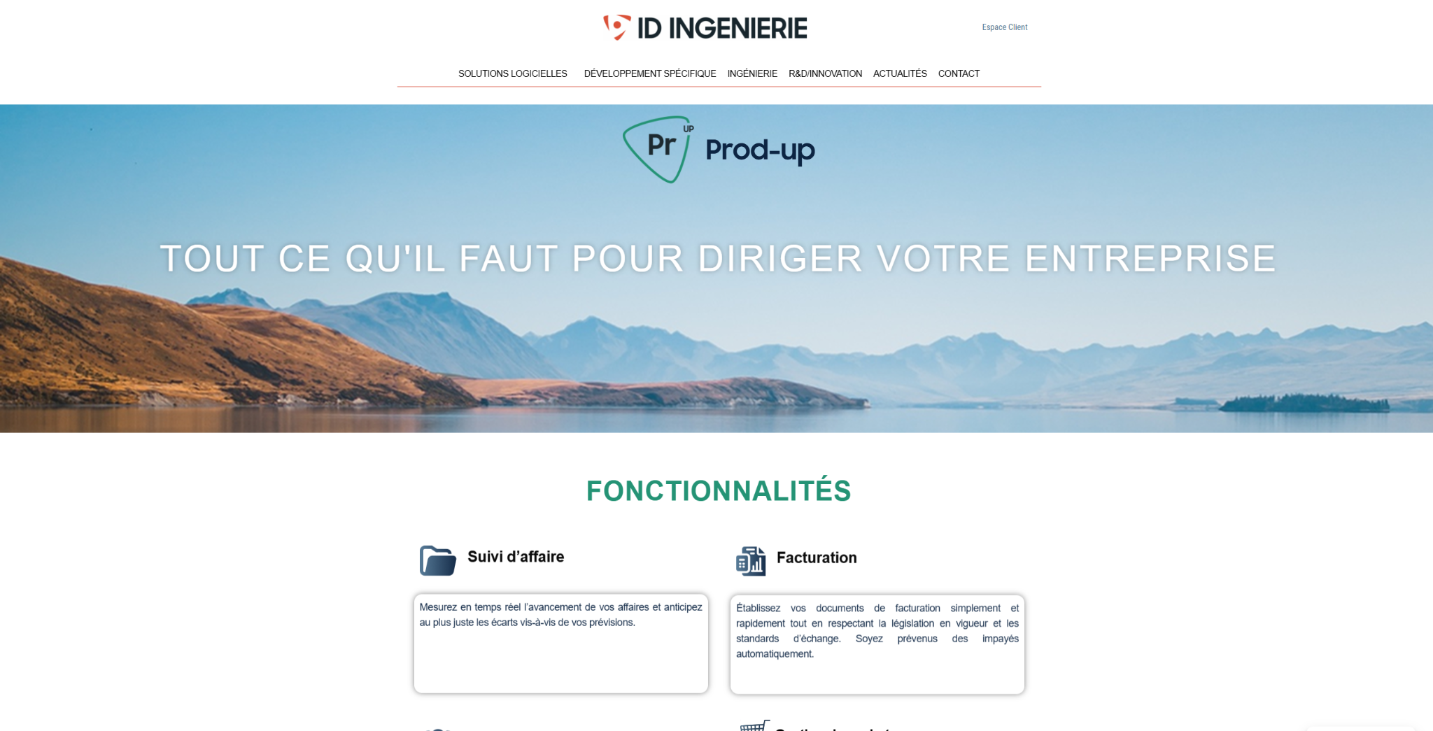 Page Prod-up du site ID Ingénierie